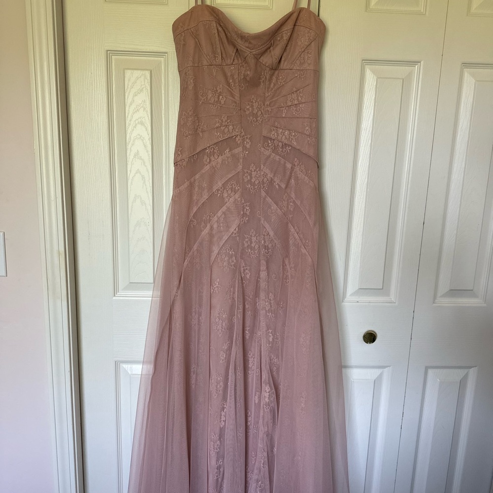 BCBG MaxAzria Moriza Dusty Rose Pink Formal Strapless Maxi Dress